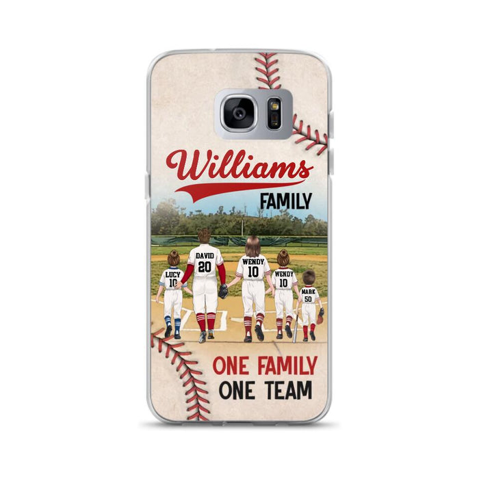 Personalized Baseball Family Phone Case - Up to 3 Children - Valentine's Day/Birthday/Anniversary Gift For Husband & Wife - One Family One Team - Case for iPhone/Samsung