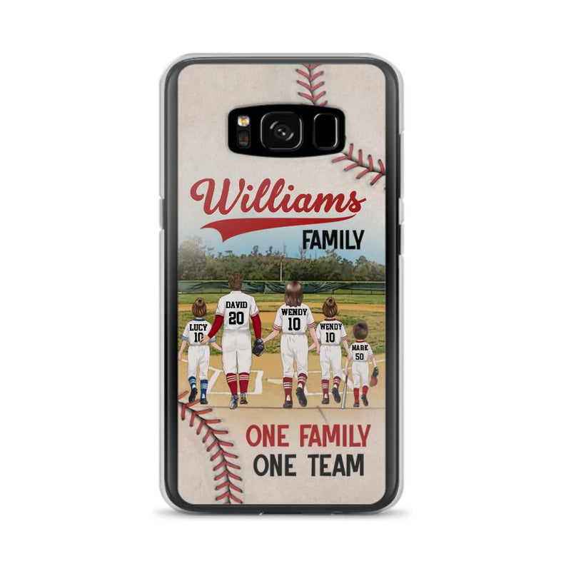 Personalized Baseball Family Phone Case - Up to 3 Children - Valentine's Day/Birthday/Anniversary Gift For Husband & Wife - One Family One Team - Case for iPhone/Samsung