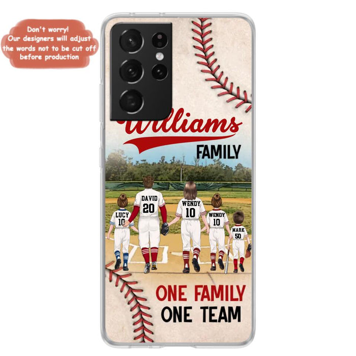 Personalized Baseball Family Phone Case - Up to 3 Children - Valentine's Day/Birthday/Anniversary Gift For Husband & Wife - One Family One Team - Case for iPhone/Samsung