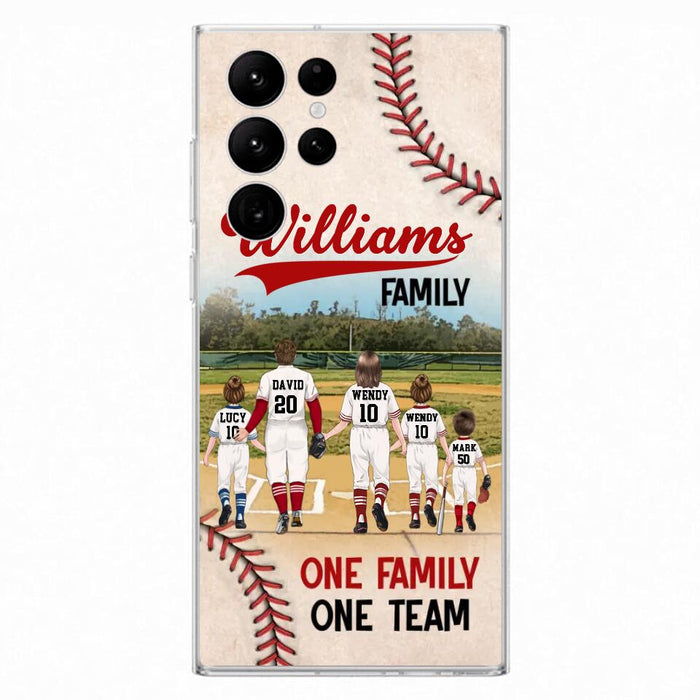Personalized Baseball Family Phone Case - Up to 3 Children - Valentine's Day/Birthday/Anniversary Gift For Husband & Wife - One Family One Team - Case for iPhone/Samsung