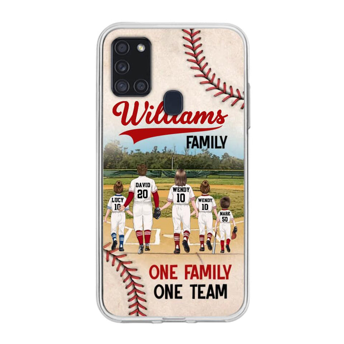 Personalized Baseball Family Phone Case - Up to 3 Children - Valentine's Day/Birthday/Anniversary Gift For Husband & Wife - One Family One Team - Case for iPhone/Samsung