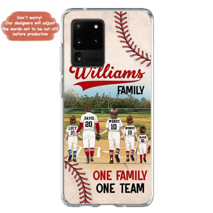 Personalized Baseball Family Phone Case - Up to 3 Children - Valentine's Day/Birthday/Anniversary Gift For Husband & Wife - One Family One Team - Case for iPhone/Samsung