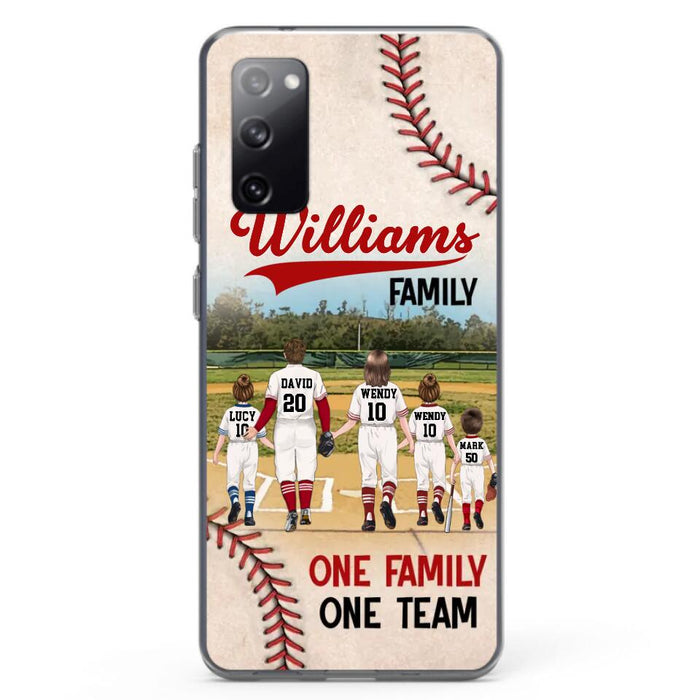 Personalized Baseball Family Phone Case - Up to 3 Children - Valentine's Day/Birthday/Anniversary Gift For Husband & Wife - One Family One Team - Case for iPhone/Samsung