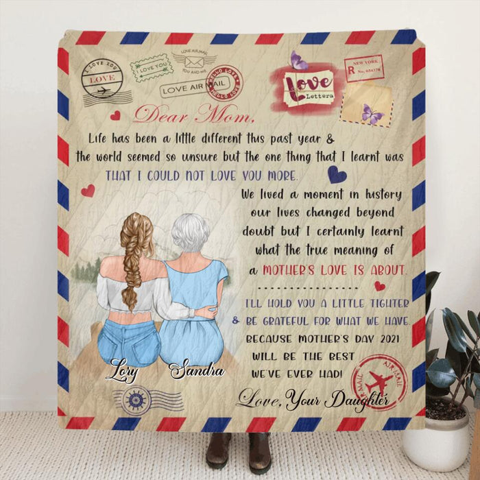 Personalized Mom and Daughter Handwritten Letter Quilt/Fleece Blanket - Mom and Daughter Love Letter Blanket - Best Gift For Mother