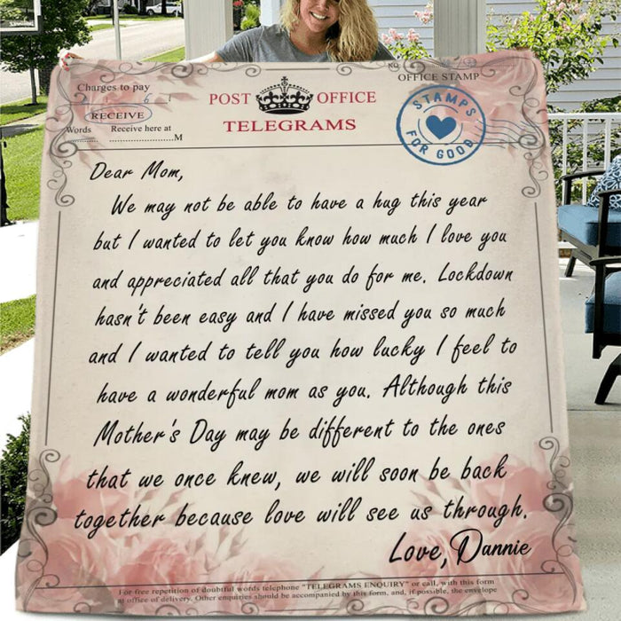 Personalized Love Letter Fleece Blanket/Quilt - Meaningful Messages For Mother’s Day - Dear Mom Letter Blanket