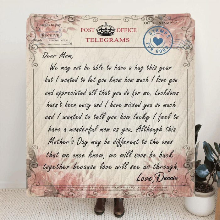 Personalized Love Letter Fleece Blanket/Quilt - Meaningful Messages For Mother’s Day - Dear Mom Letter Blanket