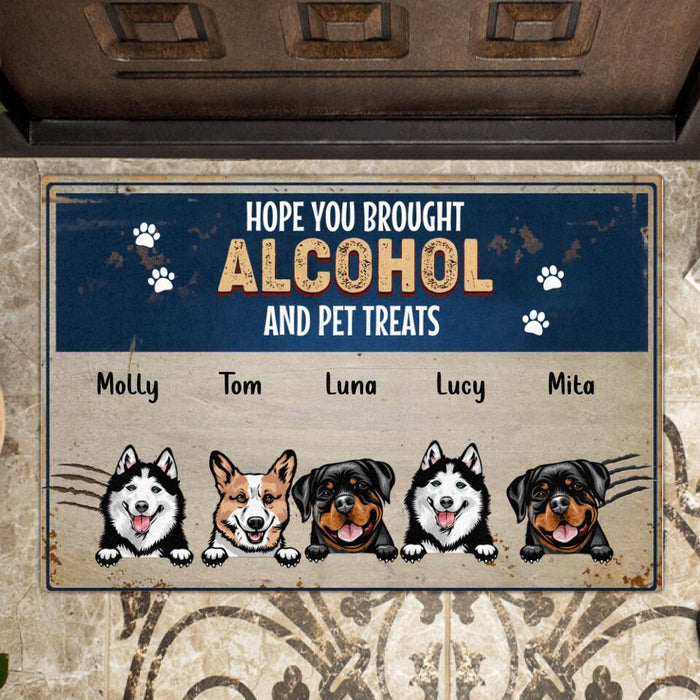 Personalized Pet Doormat - Gift Idea For Dog/Cat Lovers - Up to 5 Pets - Hope You Brought Alcohol And Pet Treats
