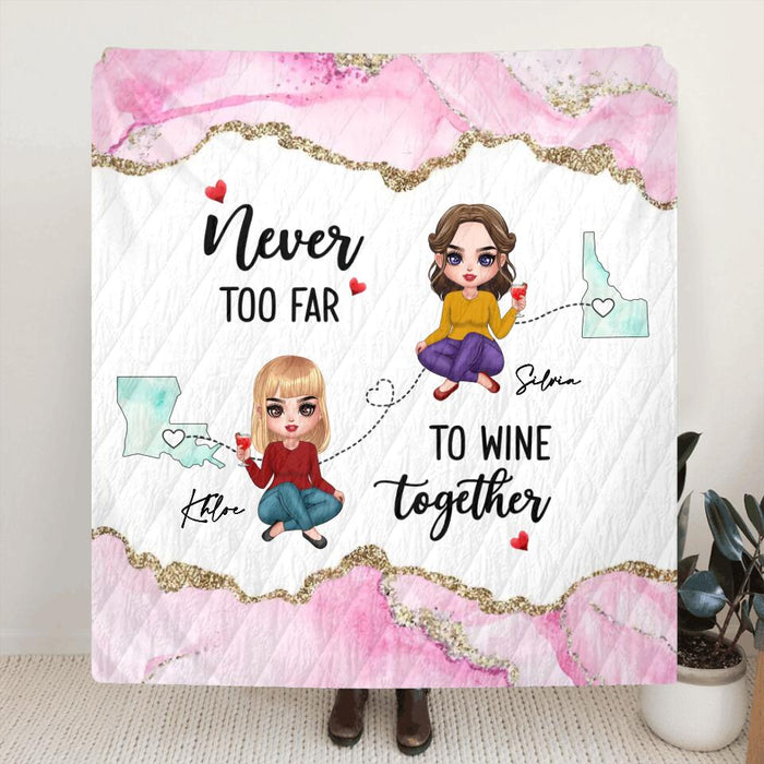 Personalized Long Distance Besties Quilt/Fleece Blanket - Gift For Best Friends