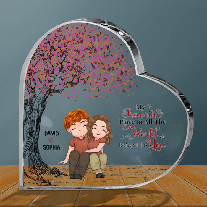 Personalized Couple Acrylic Plaque - Gift Idea For Couple/Mother's Day Gift For Wife From Husband - My Favorite Place In All The World Is Next To You