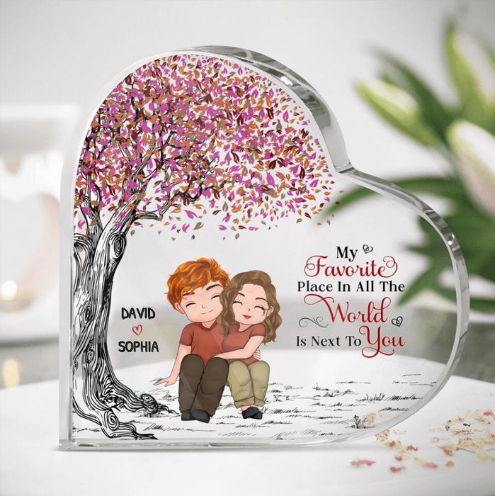 Personalized Couple Acrylic Plaque - Gift Idea For Couple/Mother's Day Gift For Wife From Husband - My Favorite Place In All The World Is Next To You