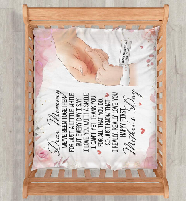 Personalized Dear Mommy Fleece Throw Blanket - Mother's Day Gift Idea For Mom - I Love You With A Smile Happy First Mother's Day