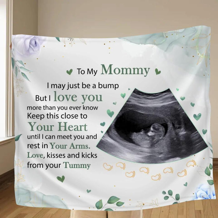 Personalized To My Mommy Fleece Throw Blanket/Quilt - Upload Photo - Keep This Close To Your Heart Until I Can Meet You And Rest In Your Arms