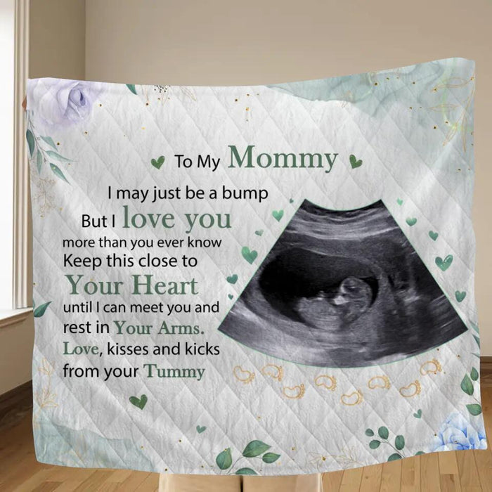 Personalized To My Mommy Fleece Throw Blanket/Quilt - Upload Photo - Keep This Close To Your Heart Until I Can Meet You And Rest In Your Arms