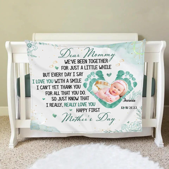 Personalized Baby Photo Fleece Throw Blanket - Mother's Day Gift Idea - Dear Mommy
