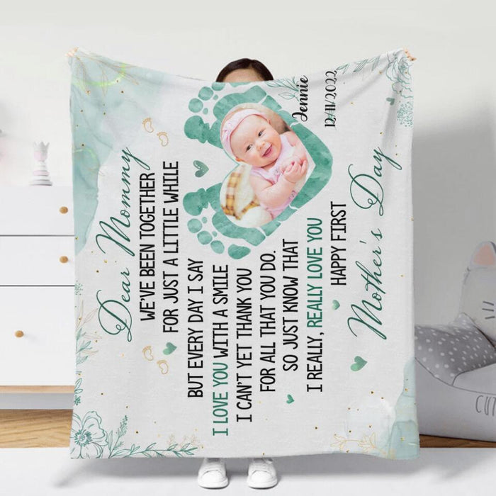 Personalized Baby Photo Fleece Throw Blanket - Mother's Day Gift Idea - Dear Mommy