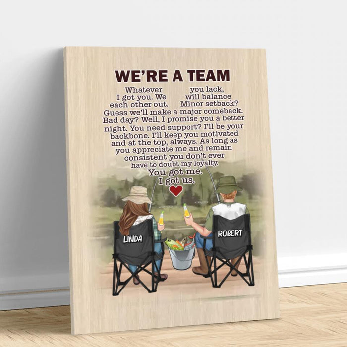 Personalized Fishing Couple Vertical Canvas - Gift Idea For Couple/Fishing Lovers - We're A Team