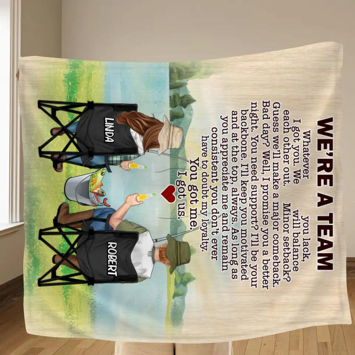 Personalized Fishing Couple Fleece Throw Blanket/Quilt/Pillow Cover - Gift Idea For Couple/Fishing Lovers - We're A Team