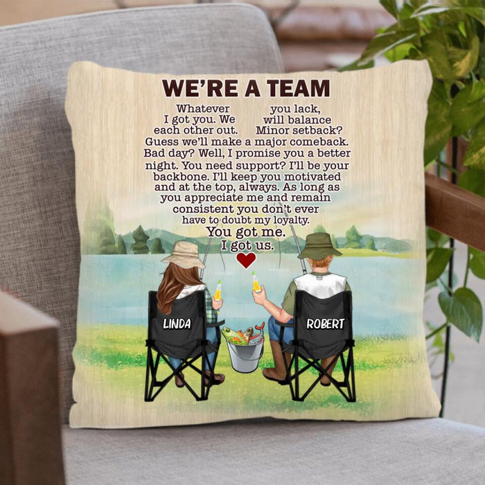 Personalized Fishing Couple Fleece Throw Blanket/Quilt/Pillow Cover - Gift Idea For Couple/Fishing Lovers - We're A Team