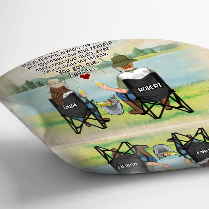 Personalized Fishing Couple Fleece Throw Blanket/Quilt/Pillow Cover - Gift Idea For Couple/Fishing Lovers - We're A Team