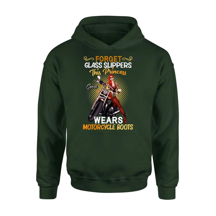 Personalized Biker Girl T-shirt/Long Sleeve/Sweatshirt/Hoodie - Gift Idea For Girl/Motorcycle Lover - Forget Glass Slippers This Princess Wears Motorcycle Boots