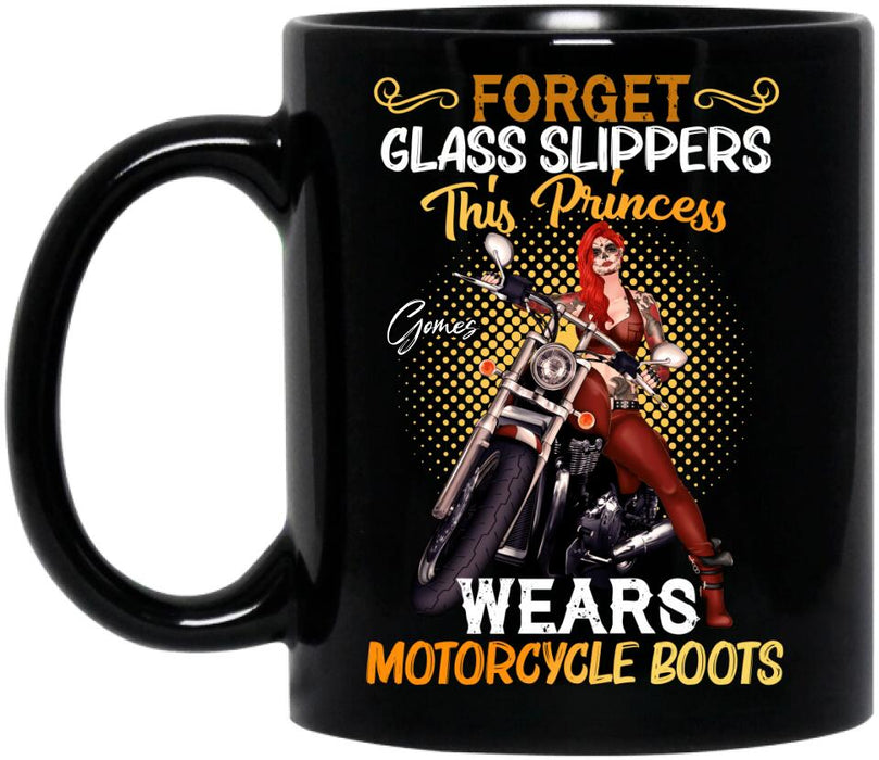 Personalized Biker Girl Coffee Mug - Gift Idea For Girl/Motorcycle Lover - Forget Glass Slippers This Princess Wears Motorcycle Boots