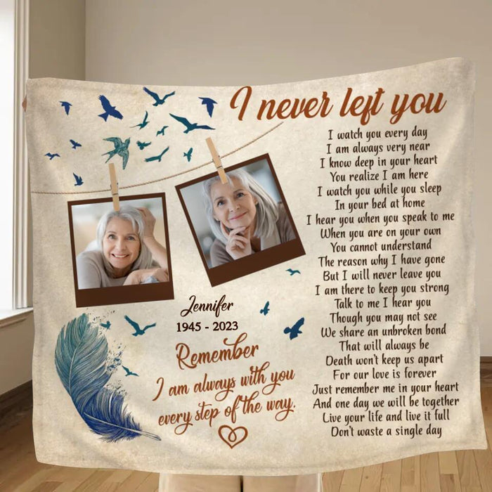 Personalized Memorial Photo Fleece Throw Blanket/Quilt - Upload 2 Photos - Memorial Gift Idea - I Never Left You
