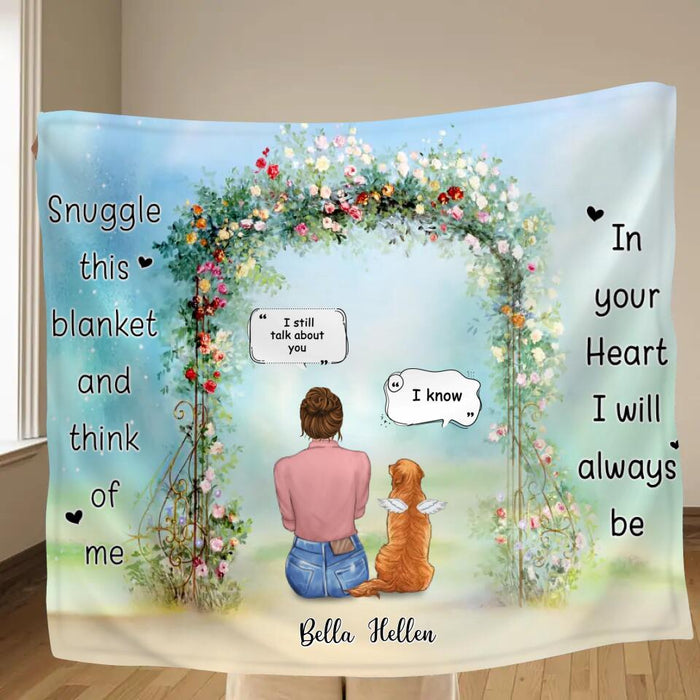 Personalized Memorial Pet Fleece Throw Blanket/Quilt - Adult/Couple With Up to 4 Pets - Memorial Gift Idea For Dog/Cat Owners - Snuggle This Blanket And Think Of Me