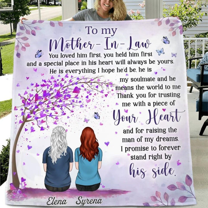 Personalized To Mother-In-Law Fleece Throw Blanket/Quilt - Gift Idea For Mother-In-Law - Thank You For Trusting Me With A Piece Of Your Heart