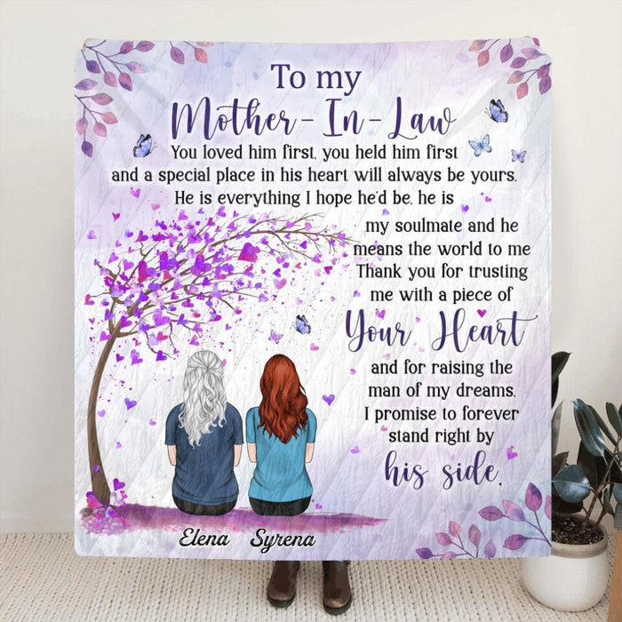 Personalized To Mother-In-Law Fleece Throw Blanket/Quilt - Gift Idea For Mother-In-Law - Thank You For Trusting Me With A Piece Of Your Heart