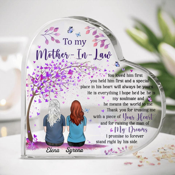 Personalized To Mother-In-Law Acrylic Plaque - Gift Idea For Mother-In-Law - Thank You For Trusting Me With A Piece Of Your Heart