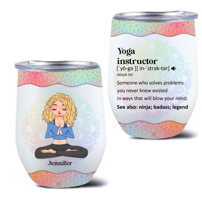 Personalized Yoga Instructor Wine Tumbler - Gift Idea For Yoga Lover