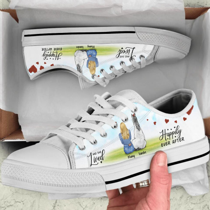 Personalized Horse Dog Mom Sneakers - Girl With Up to 3 Horses/Dogs - Best Gift For Horse & Dog Lover - And She Lived Happily Ever After - 9AGKN2