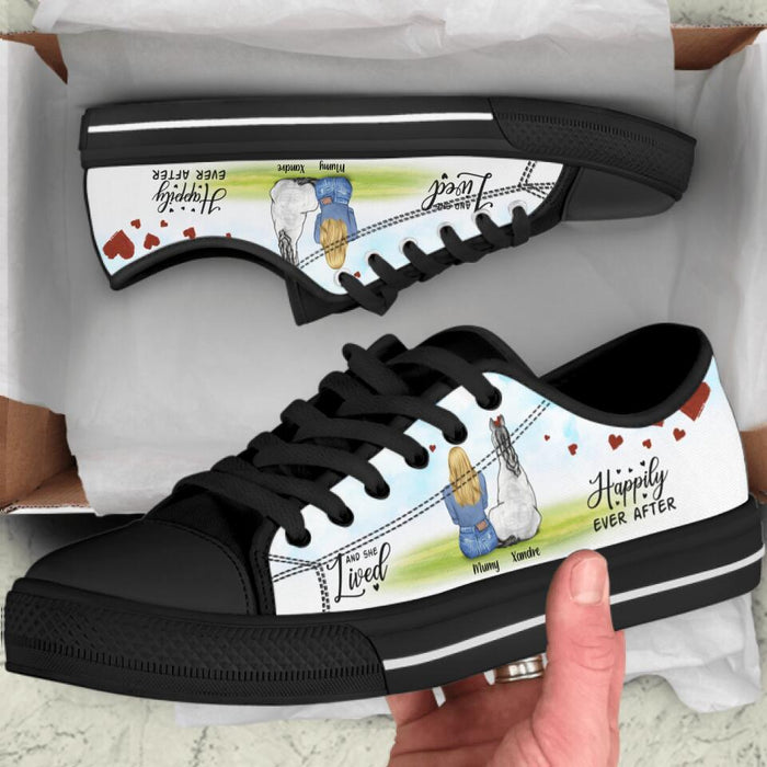 Personalized Horse Dog Mom Sneakers - Girl With Up to 3 Horses/Dogs - Best Gift For Horse & Dog Lover - And She Lived Happily Ever After - 9AGKN2