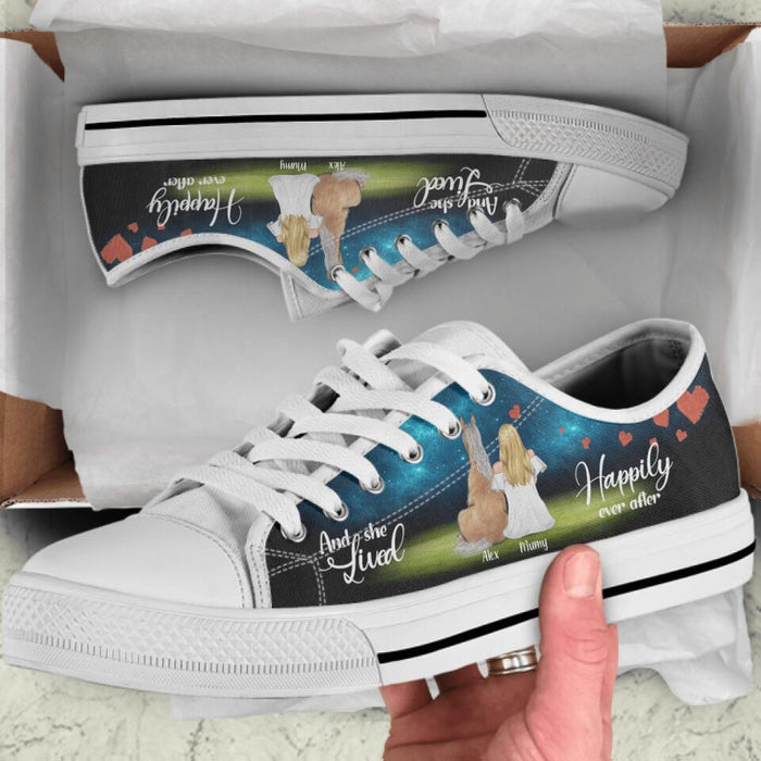 Personalized Horse Mom Sneakers - Girl With Up to 3 Horses - Best Gift For Horse Lover - And She Lived Happily Ever After - 9AGKN2