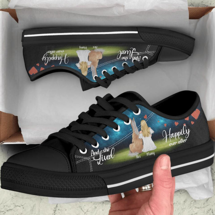 Personalized Horse Mom Sneakers - Girl With Up to 3 Horses - Best Gift For Horse Lover - And She Lived Happily Ever After - 9AGKN2