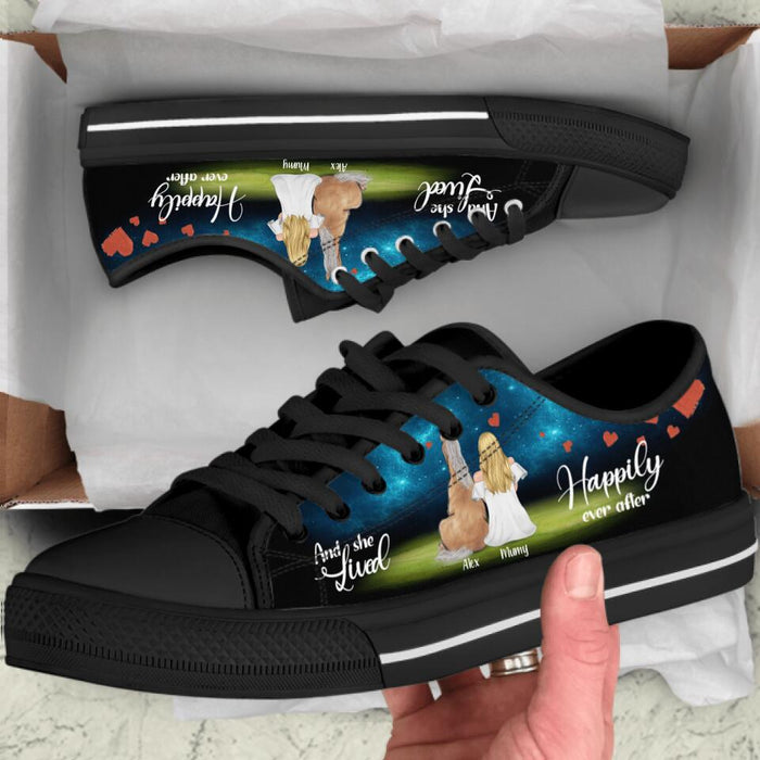 Personalized Horse Mom Sneakers - Girl With Up to 3 Horses - Best Gift For Horse Lover - And She Lived Happily Ever After - 9AGKN2