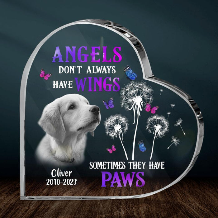 Personalized Memorial Pet Photo Acrylic Plaque - Memorial Gift Idea For Dog/Cat Owner - Angels Don't Always Have Wings Sometimes They Have Paws