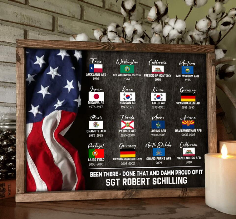 Personalized Veteran Poster - Gift Idea For Veteran - Up to 16 Bases - Been There Done That And Damn Proud Of It