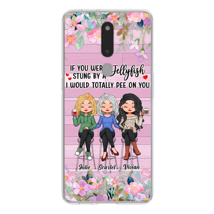 Personalized Besties Phone Case - Up to 3 Girls - Gift Idea For Friends/Besties/Sisters - If You Were Stung By A Jellyfish I Would Totally Pee On You  - Case for Xiaomi/Oppo/Huawei