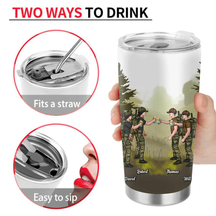 Personalized Hunting Friends Drinking Tumbler - Up to 4 People - St Patrick's Day Gift Idea For Friends/Couple/Drinking/Hunting Lovers - Drinking Beer Shooting Deer