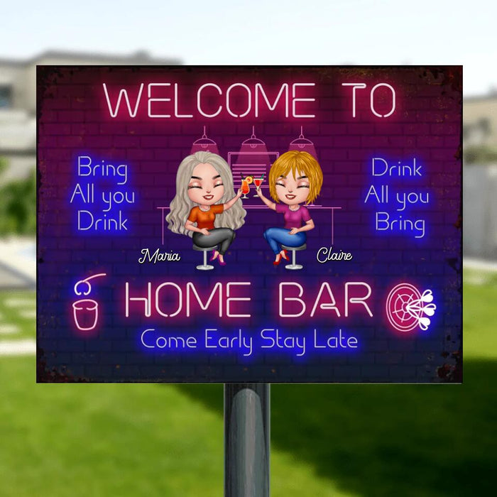Personalized Besties Metal Sign - Up to 8 People - Gift Idea For Friends/Besties - Bring All You Drink, Drink All You Bring