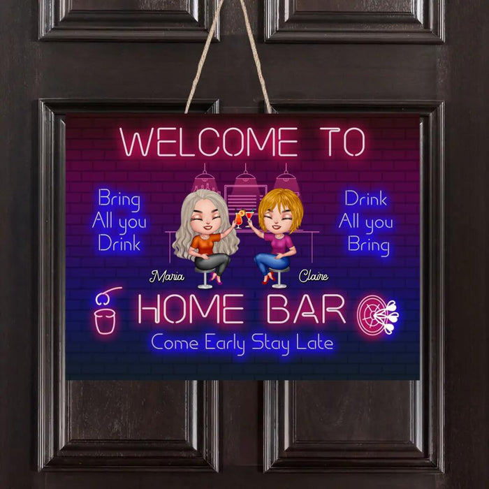 Personalized Besties Wooden Sign - Up to 8 People - Gift Idea For Friends/Besties - Bring All You Drink, Drink All You Bring