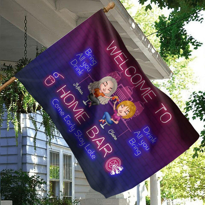 Personalized Besties Flag Sign - Up to 8 People - Gift Idea For Friends/Besties - Bring All You Drink, Drink All You Bring