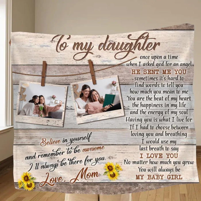 Personalized To My Daughter Fleece Blanket/Quilt - Gift from Mom to Daughter - I'll always be there for you