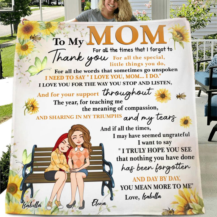 Personalized To My Mom Fleece Throw Blanket/Quilt - Gift Idea For Mother's Day - I love You Mom