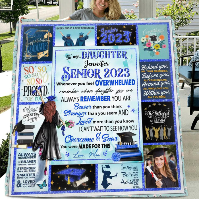 Personalized To My Daughter Fleece Blanket/Quilt - Gift From Mom To Daughter - To My Daughter Senior 2023 Blanket
