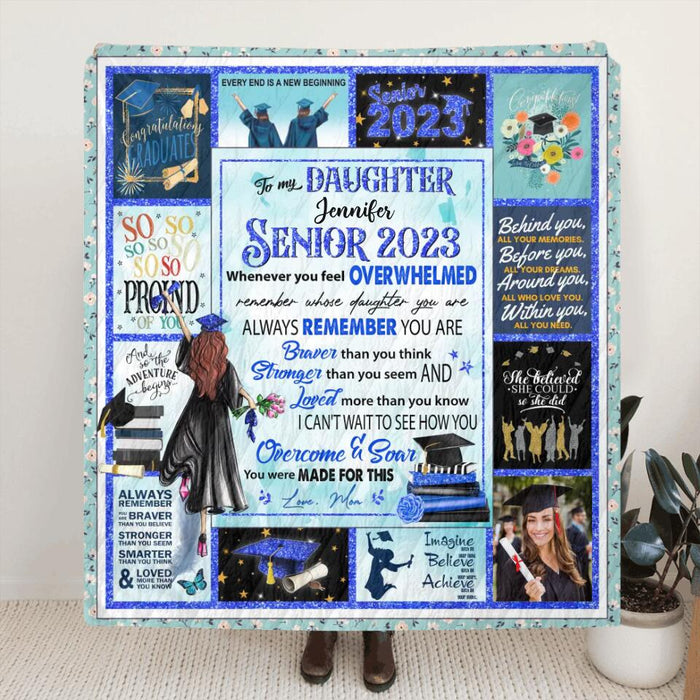 Personalized To My Daughter Fleece Blanket/Quilt - Gift From Mom To Daughter - To My Daughter Senior 2023 Blanket