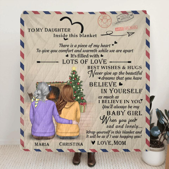 Personalized Letter Fleece Blanket/Quilt - Gift from Mom to Daughter/Grandma to Granddaughter