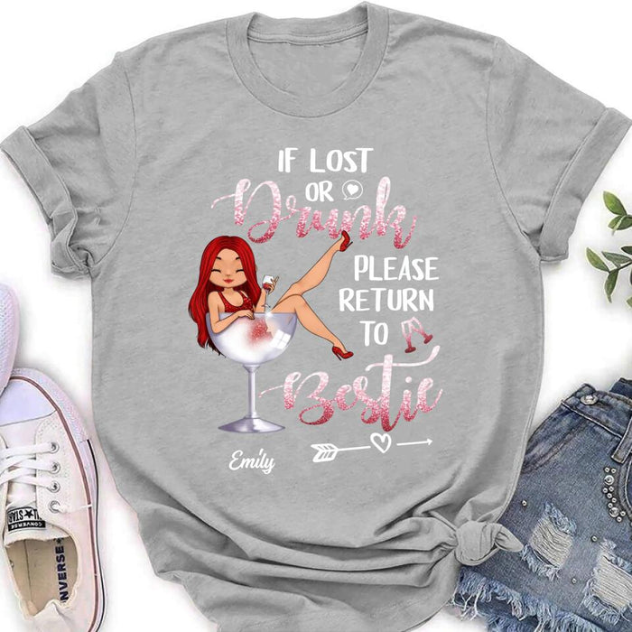 Personalized Drunk Bestie Shirt - Gift Idea For Besties/Friends - If Lost Or Drink Please Return To Bestie