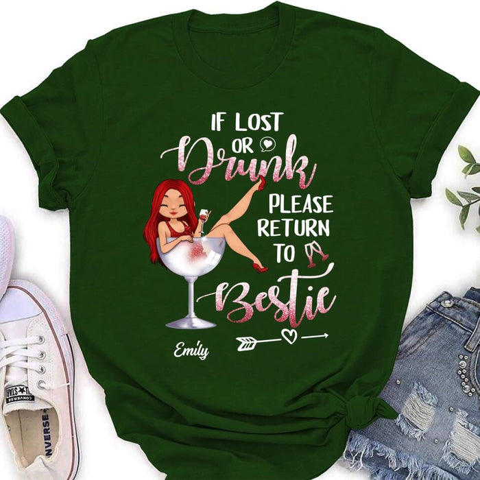 Personalized Drunk Bestie Shirt - Gift Idea For Besties/Friends - If Lost Or Drink Please Return To Bestie